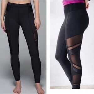 Lululemon Womens 4 Black Just Breathe Full On Luxtreme Mesh Pant